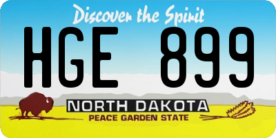 ND license plate HGE899