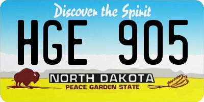 ND license plate HGE905