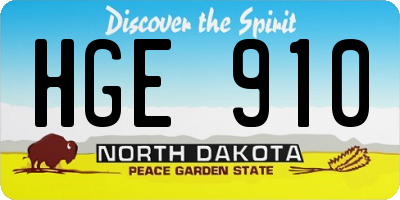 ND license plate HGE910