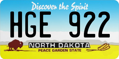 ND license plate HGE922