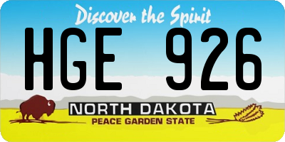 ND license plate HGE926