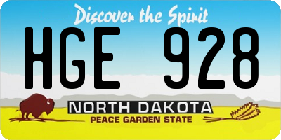 ND license plate HGE928