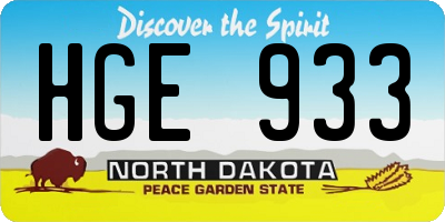 ND license plate HGE933