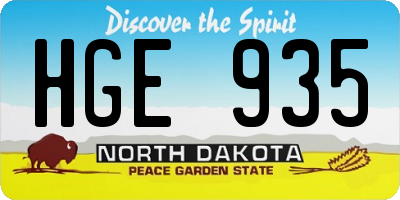 ND license plate HGE935