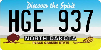 ND license plate HGE937