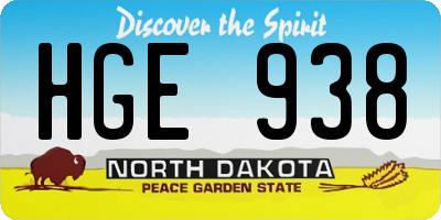 ND license plate HGE938