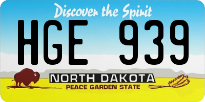 ND license plate HGE939