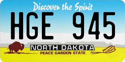 ND license plate HGE945