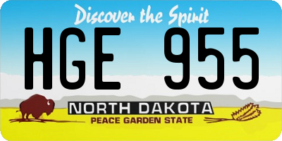 ND license plate HGE955