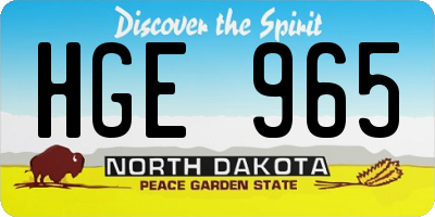 ND license plate HGE965