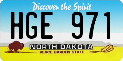 ND license plate HGE971