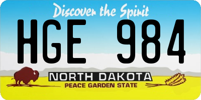 ND license plate HGE984
