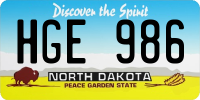ND license plate HGE986