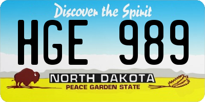 ND license plate HGE989