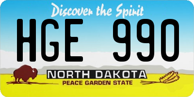 ND license plate HGE990