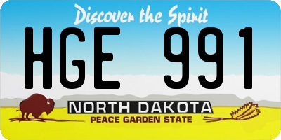 ND license plate HGE991