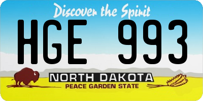 ND license plate HGE993