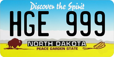 ND license plate HGE999