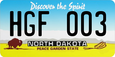 ND license plate HGF003
