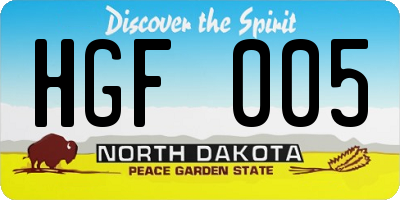 ND license plate HGF005