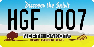 ND license plate HGF007