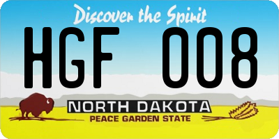 ND license plate HGF008
