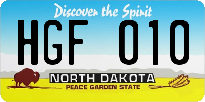 ND license plate HGF010