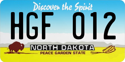 ND license plate HGF012