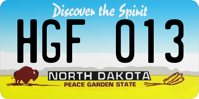 ND license plate HGF013