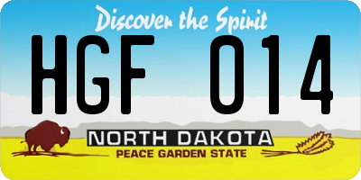 ND license plate HGF014