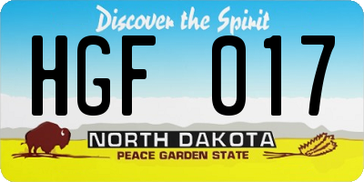 ND license plate HGF017