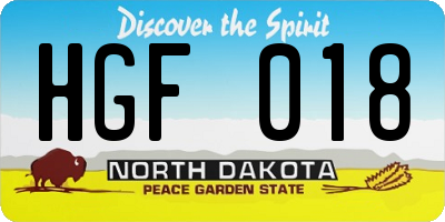 ND license plate HGF018