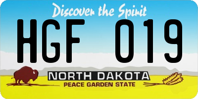 ND license plate HGF019
