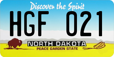 ND license plate HGF021