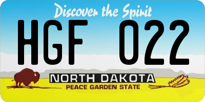 ND license plate HGF022