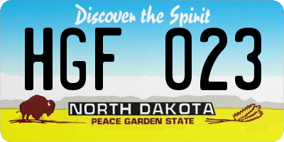ND license plate HGF023