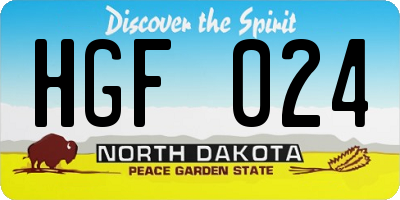 ND license plate HGF024