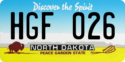 ND license plate HGF026