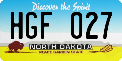 ND license plate HGF027