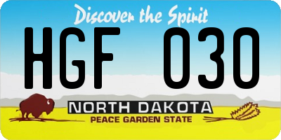 ND license plate HGF030