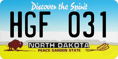 ND license plate HGF031