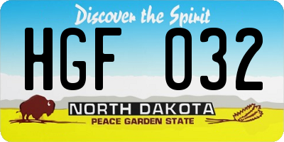 ND license plate HGF032