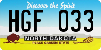 ND license plate HGF033