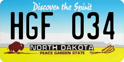 ND license plate HGF034