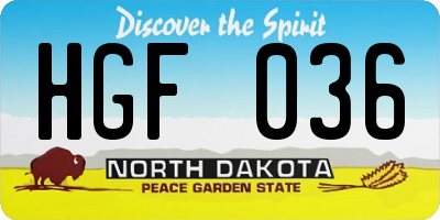 ND license plate HGF036