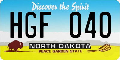 ND license plate HGF040