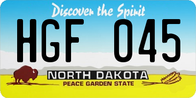 ND license plate HGF045