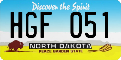 ND license plate HGF051