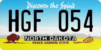ND license plate HGF054