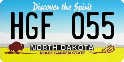 ND license plate HGF055